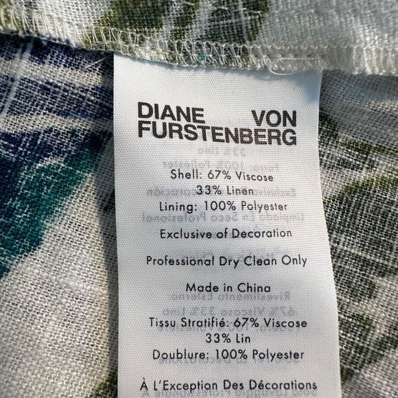 Diane Von Furstenberg Floral Puff‎ Sleeve Dress Size 14 Dianthus Blue White NEW - Picture 15 of 15